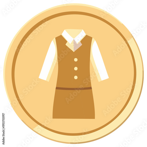 Uniform Apparel Icon with Buttoned Vest and Shirt in Circle Design Element for Business Service