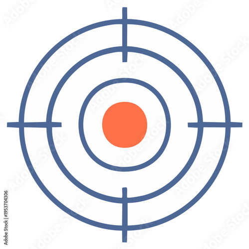 Simple Graphic Target Symbol with Orange Bullseye and Blue Crosshairs
