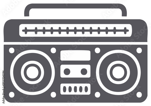 Retro Boombox Portable Radio Icon Old School Stereo System Audio Device