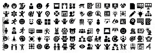 Business icons with user presentation chart minimal