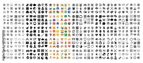 Interface icons with star heart gear colorful flat