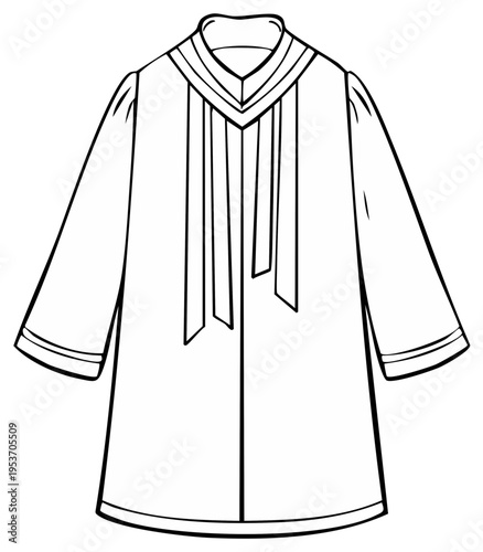 Outline of a Choir Robe with Pleated Detail and Collar