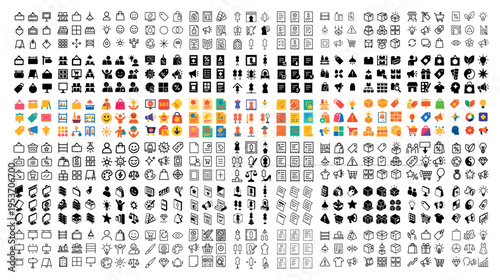 Interface icons with folder lock calendar colorful