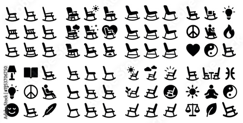 Relaxation icons with rocking chair lamp minimal