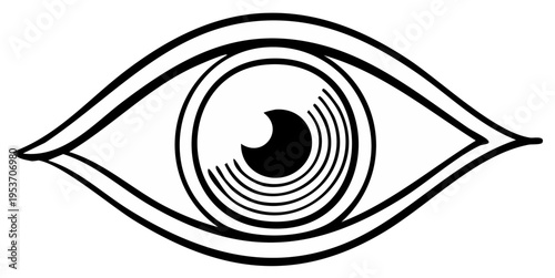 Stylized eye symbol with concentric circles within the iris abstract graphic design