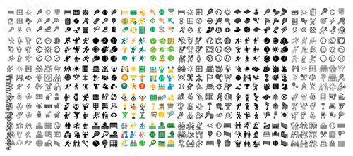 Fitness icons with runner dumbbell heart flat