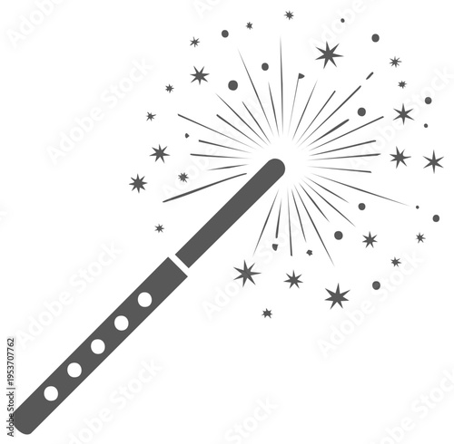Magic Wand with Stars and Sparkles Decorative Festive Graphic Element