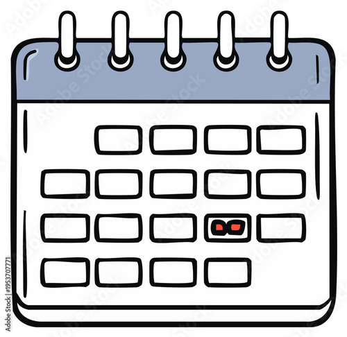 Hand-drawn calendar with highlighted dates and binding rings