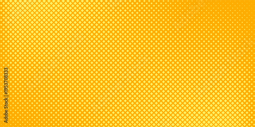 Yellow halftone pattern. Retro comic gradient background. Bright orange pixelated dotted texture overlay. Cartoon pop art faded gradient pattern. Vector backdrop for poster, banner, advertisement