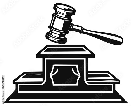 Legal gavel striking podium illustration representing justice and court decisions