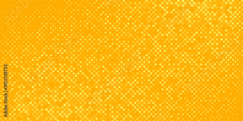 Yellow halftone pattern. Retro comic gradient background. Bright orange pixelated dotted texture overlay. Cartoon pop art faded gradient pattern. Vector backdrop for poster, banner, advertisement