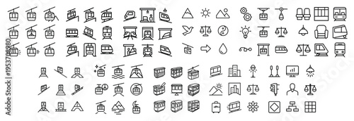 Urban icons with building cablecar and chair outline