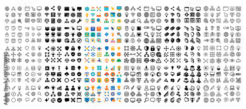 Interface icons with app folder and gear flat