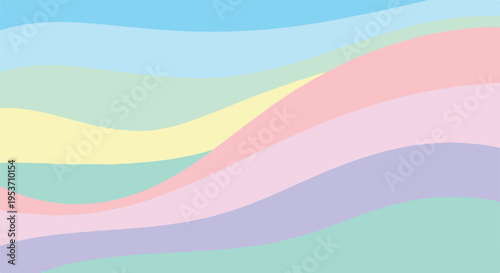 A pastel-colored abstract design with flowing, curved, overlapping shapes
