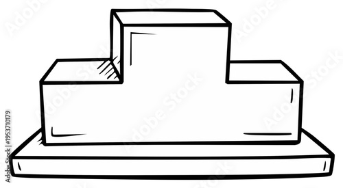 Hand drawn winner's podium illustration with three steps and thick lines