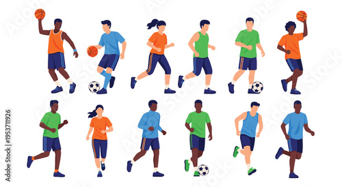 Diverse group of people engaging in various sports activities