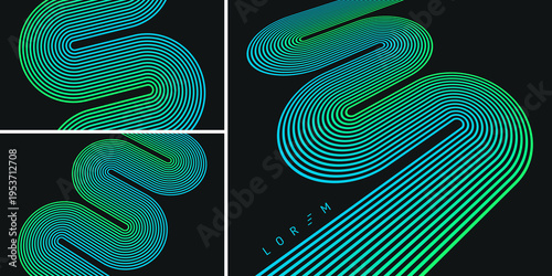 A retro 1970s-style background. Colored lines. Abstract, dynamic curved ribbons. A serpentine curve of a race track. Softcover book layout. Vector for brochure, planner, cover, notebook or notepad.