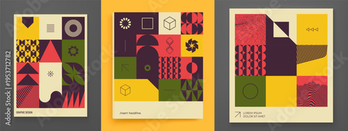 Abstract geometrical pattern. Mosaic design. Vector illustration for poster art, cover, brochure, card, presentation, flyer or banner.