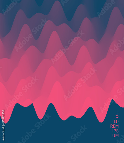 Multilayer texture. Cover design template. Abstract wavy background. Motion sound wave. 3D illustration for brochure, poster, presentation or banner.