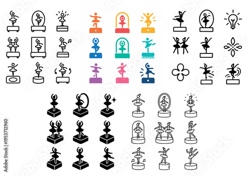 Award icons with dancer trophy pedestal outline