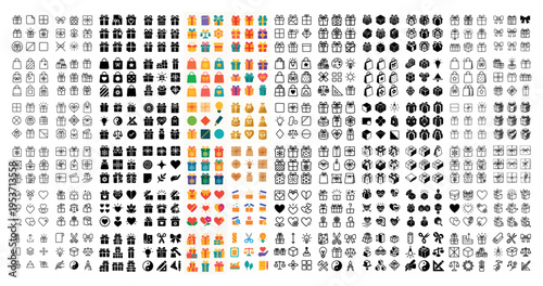 Gift icons with box ribbon bow minimal