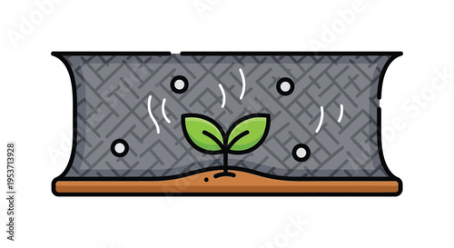 A stylized illustration depicts a sprouting seed growth and rain with a dark bold silhouette high quality professional detailed modern elegant