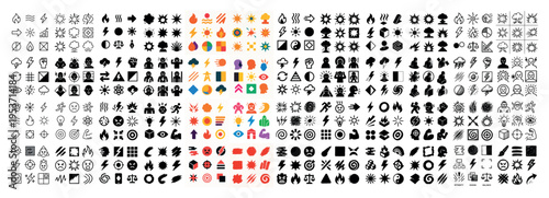 Weather icons with sun cloud moon flat line