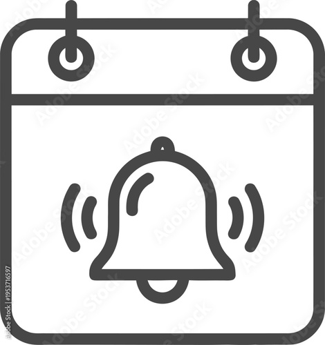Vector notification calendar icon with ringing bell