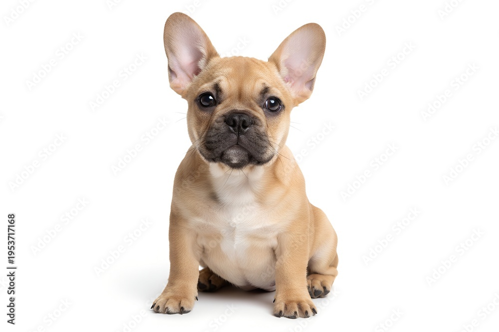 Obraz premium Cute French Bulldog Puppy Sitting Isolated on White Background