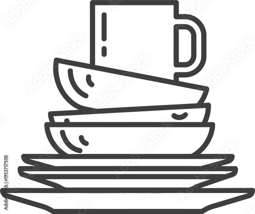 Stack of plates and cup vector icon