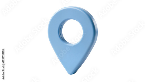 Tableau sur toile Glossy light blue 3D map pin icon, a location marker pointer symbol isolated on