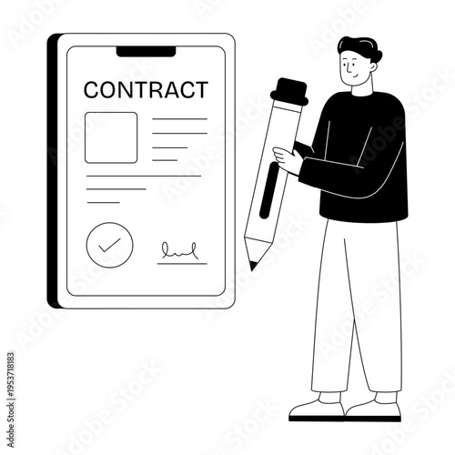A glyph style illustration showing smart contract