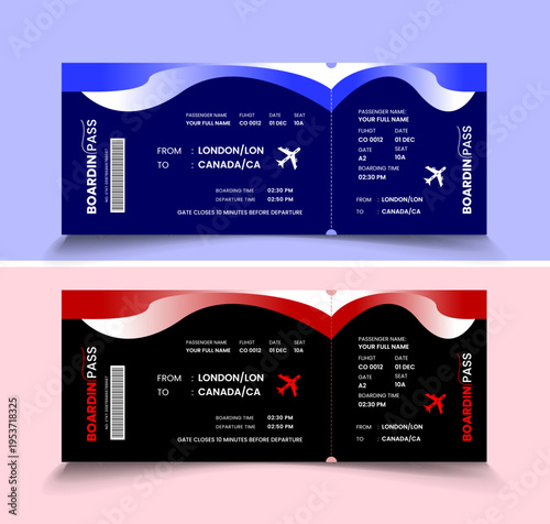professional modern boarding pass design template concept