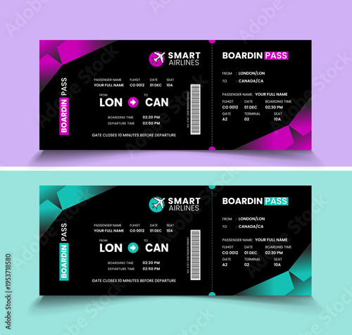 professional modern boarding pass design template concept