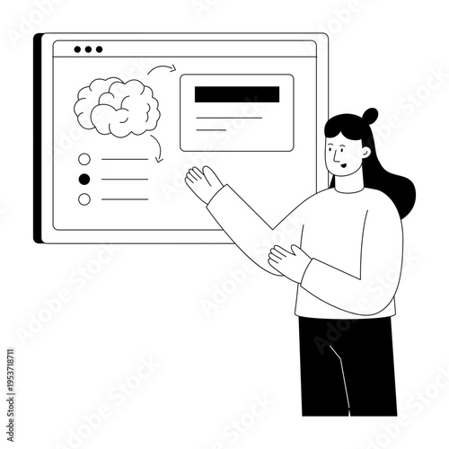 An outline style illustration depicting creative thinking