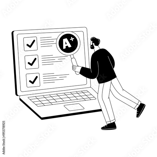 An outline style illustration depicting high grades