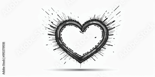 abstract heart shape with sun on black background