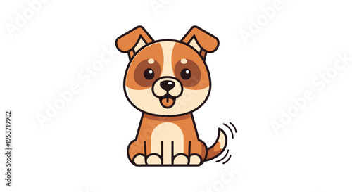 A charming cartoon dog with large expressive eyes and a happy expression presented as a flat silhouette high quality professional detailed