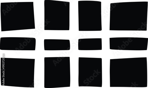 Irregular quadrilateral shapes silhouette vector illustration design graphic, geometry abstract art concept, black and white decorative creative collection