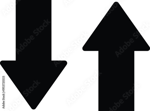 Upward and downward arrows silhouette vector illustration design graphic, direction increase decrease business art concept, black and white decorative creative collection