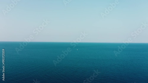 Aerial shot on a boat in the middle of the Mediterranean Sea