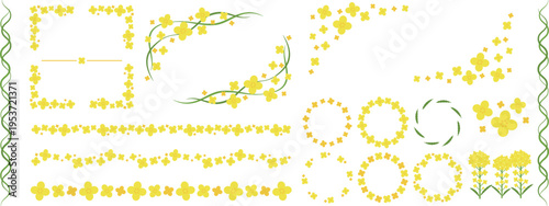 菜の花のフレームと装飾セット