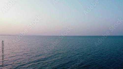 Wide Open Sea with Gradient Pastel Sky at Peaceful Twiligh