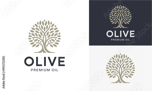 Olive Tree Logo Design for Premium Olive Oil Brand, Featuring Elegant Tree Silhouette