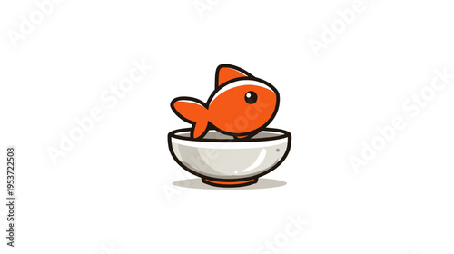 A cartoon image depicting a fish jumping out of a bowl on a white background