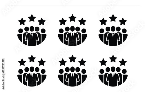 Six of Business Team with Stars, Representing Success and Recognition