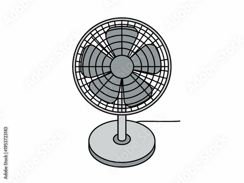 Electric desk fan illustration isolated on white background