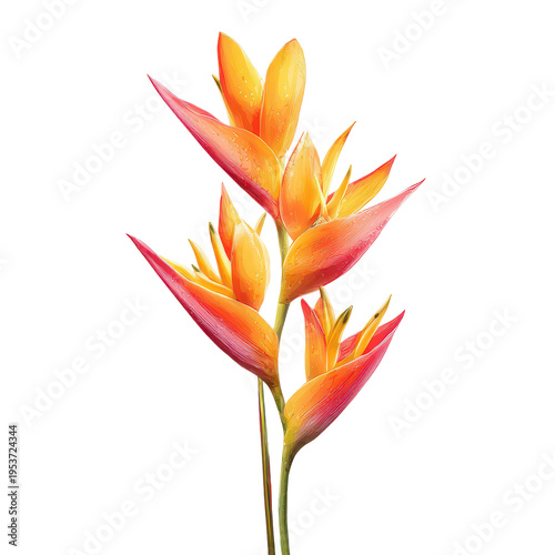 Bright flowers bloom in shades of orange and yellow against a white background during daytime