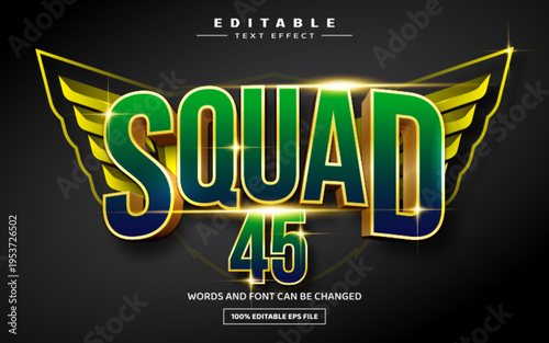 Squad 3D editable text effect template