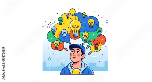 Man with Ideas - A Visual Representation of Creativity and Innovation.